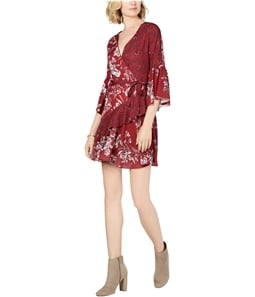 French Connection Womens Faux Wrap Ruffled Dress