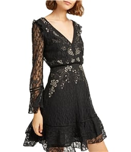 French Connection Womens Bella Sparkle Flounce Dress