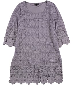 Alfani Womens Crochet-Trim A-line Dress