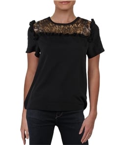 French Connection Womens Lace Yoke Pullover Blouse