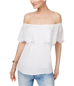 I-N-C Womens TEXtured Off the Shoulder Blouse