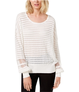 French Connection Womens Mesh Striped Pullover Sweater