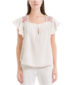 Max Studio London Womens Embroidered Pullover Blouse