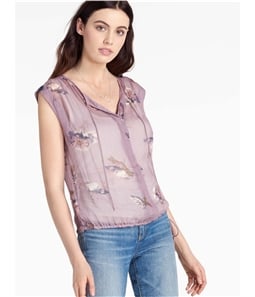 Lucky Brand Womens Drawstring Peasant Blouse