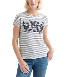 Lucky Brand Womens Flocked Paisley Embellished T-Shirt