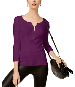I-N-C Womens Zip Front Knit Sweater