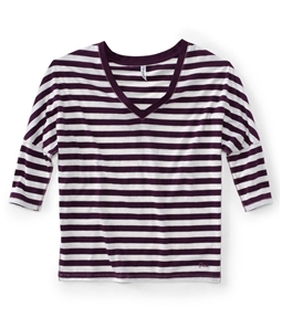 Aeropostale Womens V-neck Stripe 3/4 Sleeve Graphic T-Shirt