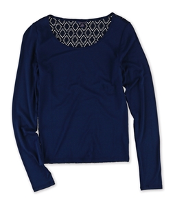 Aeropostale Womens Crochet Back Basic T-Shirt