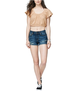 Aeropostale Womens Embroidered Crop Basic T-Shirt