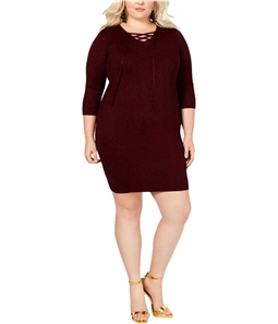 Say What? Womens Lace Up Sweater Dress