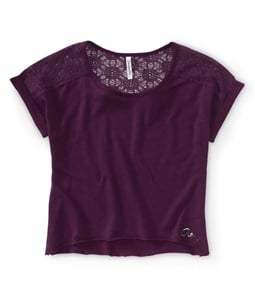 Aeropostale Womens Lace Back Cropped Graphic T-Shirt