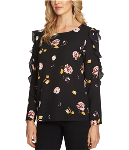 1.STATE Womens Floral Knit Blouse
