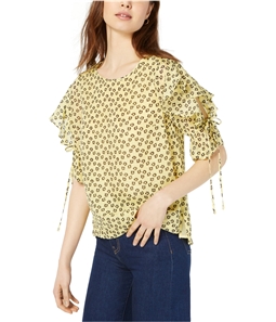 1.STATE Womens Flower Etching Pullover Blouse