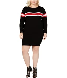 Say What? Womens Ribbed Stripe Sweater Dress