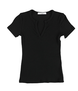 Project Social T Womens Ribbed Split Neck Basic T-Shirt