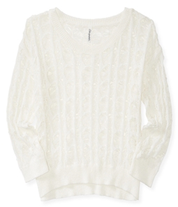 Aeropostale Womens Sheer Cable Pullover Sweater