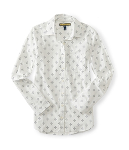 Aeropostale Womens Dot Print Button Up Shirt