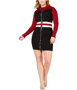 Say What? Womens Faux-Zip Sweater Dress