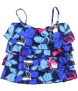 Caribbean Joe Womens Floral Tankini Swim Top