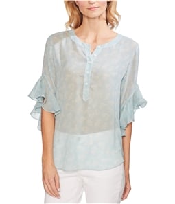 Vince Camuto Womens Sheer Floral Pullover Blouse