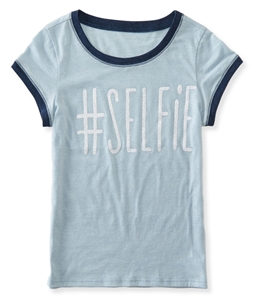 Aeropostale Girls Glitter Selfie Embellished T-Shirt