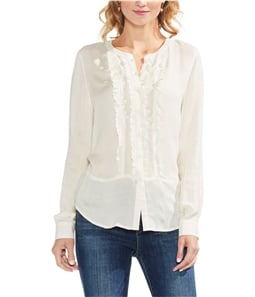 Vince Camuto Womens Ruffle Front Button Down Blouse