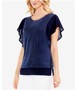 Vince Camuto Womens Flutter-Sleeve Ruffled Blouse