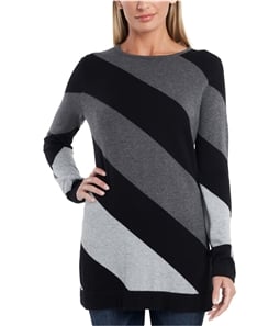Vince Camuto Womens Asymmetrical Stripe Pullover Sweater