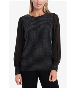 Vince Camuto Womens Sparkle Knit Chiffon Pullover Blouse