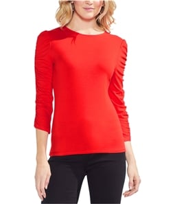 Vince Camuto Womens Ruched Sleeve Basic T-Shirt