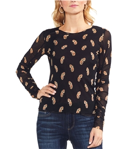 Vince Camuto Womens Ruched Paisley Pullover Blouse