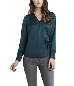 Vince Camuto Womens Solid Wrap Blouse