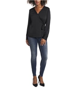 Vince Camuto Womens Solid Wrap Blouse