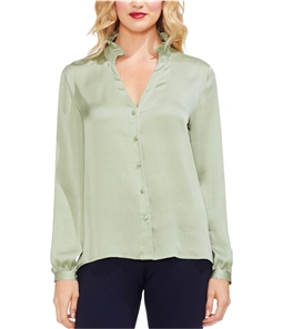 Vince Camuto Womens Ruffle Neck Button Down Blouse