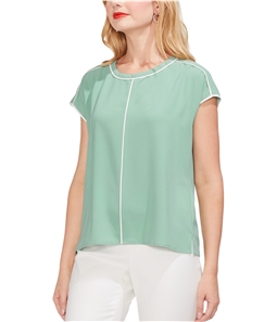 Vince Camuto Womens Contrast Piped Pullover Blouse