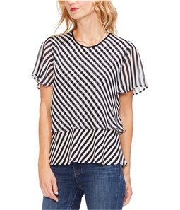 Vince Camuto Womens Stripe Layered Pullover Blouse