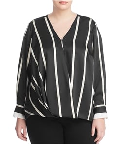 Vince Camuto Womens Stripe Faux Wrap Pullover Blouse
