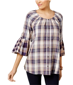 Style & Co. Womens Multi Plaid Pullover Blouse