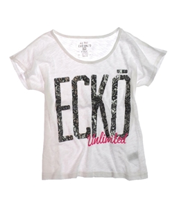 Ecko Unltd. Womens Lace Open Neck Graphic T-Shirt