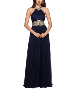 Betsy & Adam Womens Embroidered Gown Dress