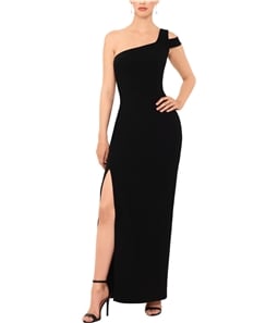 Betsy & Adam Womens Solid Gown One Shoulder Dress
