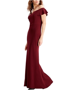 Betsy & Adam Womens Solid Gown Off-Shoulder Dress