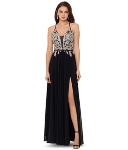 Betsy & Adam Womens Lace Up Gown Dress