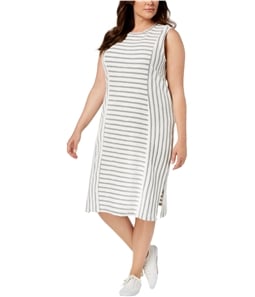 525 America Womens Textured Stripe Midi Dress