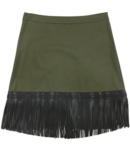 Alexis Womens Faux Leather Fringe A-line Skirt