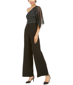 Adrianna Papell Womens Embellished One-Shoulder Jumpsuit