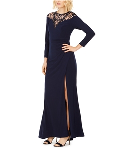 Adrianna Papell Womens Illusion Gown Dress