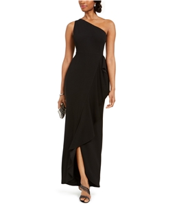 Adrianna Papell Womens Ruffled Gown One Shoulder Dress