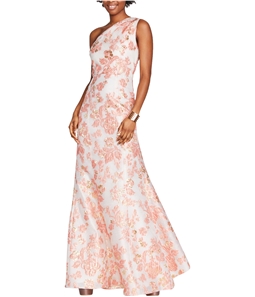 Adrianna Papell Womens Floral Gown One Shoulder Dress