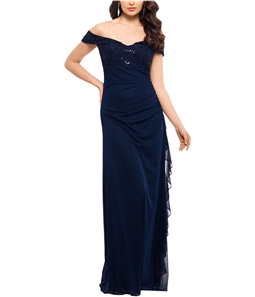 B&A Womens Lace Off-The-Shoulder Gown Dress